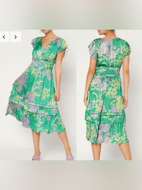 Anthropologie Current Air Sereia Botanical Motif Dress S